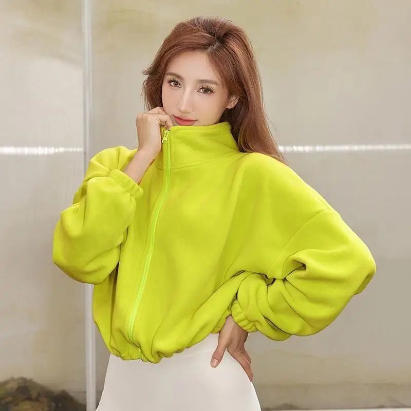 Cozy Fleece Zippered Cropped Jacket