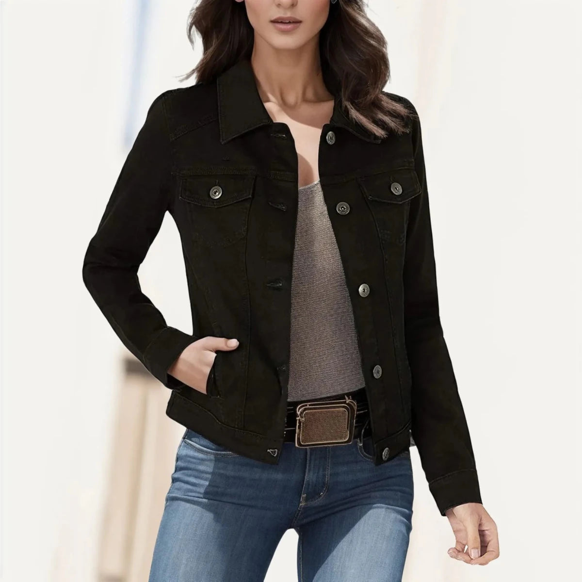 Sleek Denim Jacket Button Down