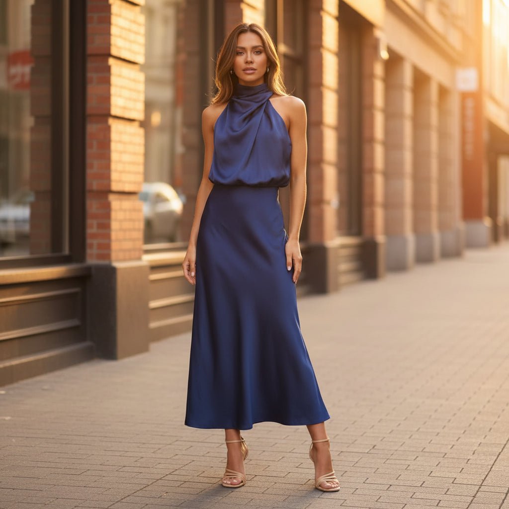 Asymmetrisches Midikleid für den Abend