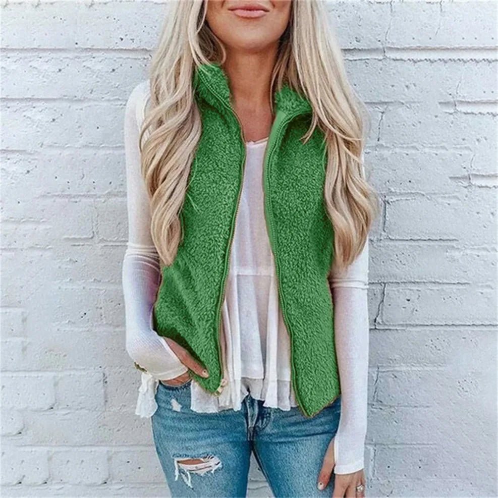 Cozy Leopard Print Zip Vest