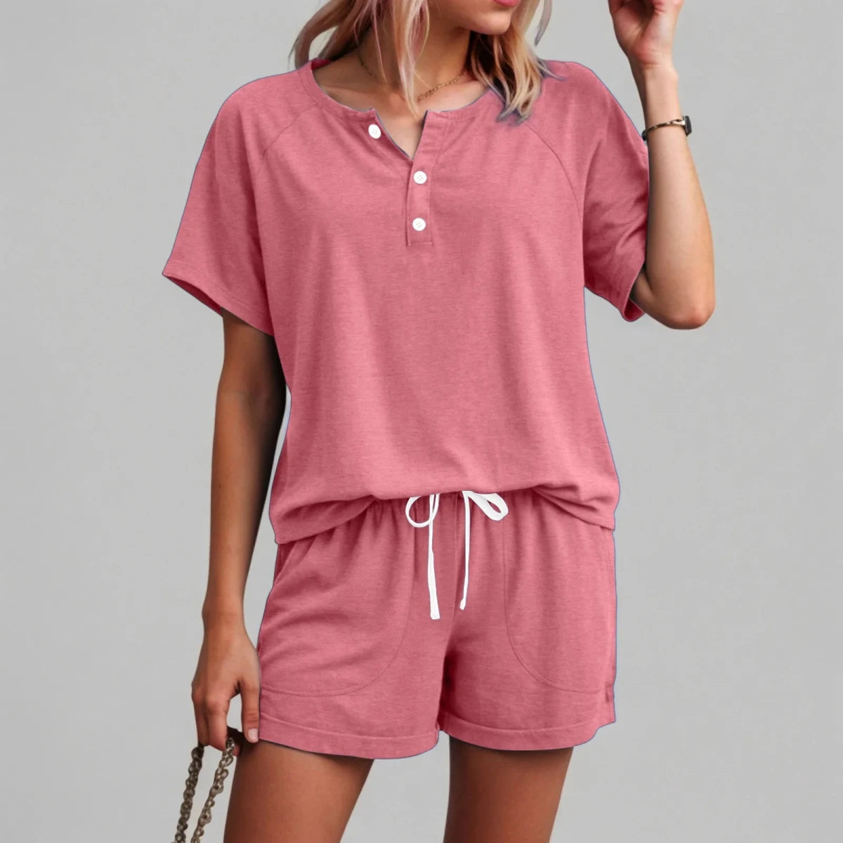 Linen Style Shirt and Shorts Set