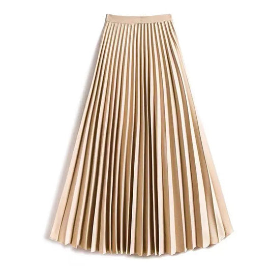 Airy Pleated High Waist Midi Skirt