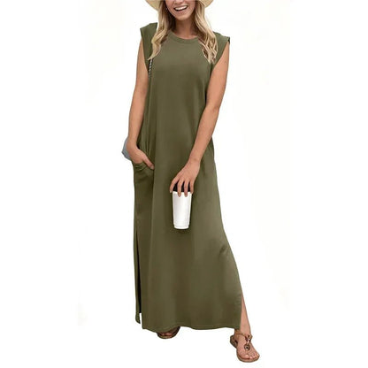 Casual Sleeveless Slit Maxi Dress