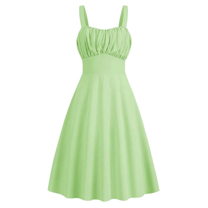 Vintage Sleeveless Backless Midi Dress