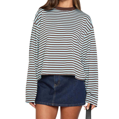 Relaxed Striped Drop Shoulder Top