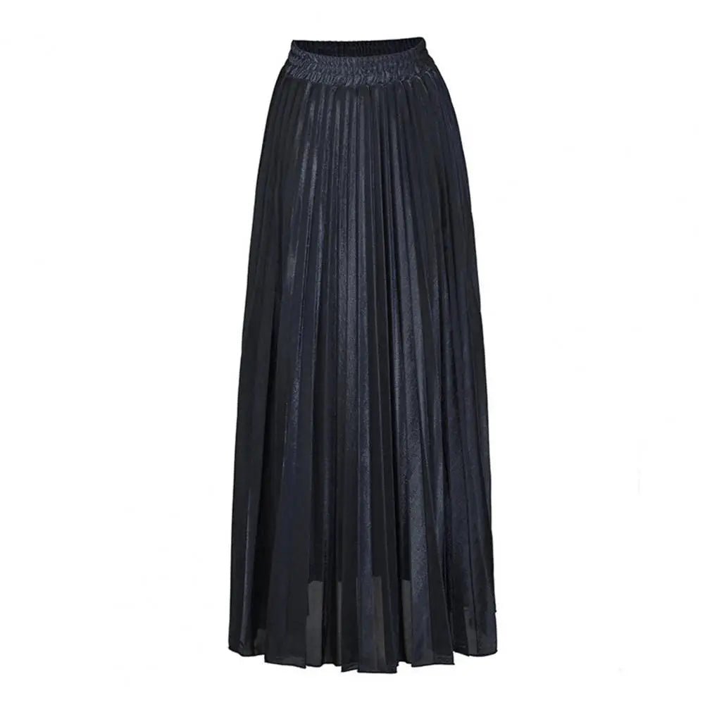 High Waist Pleated Golden Maxi Skirt