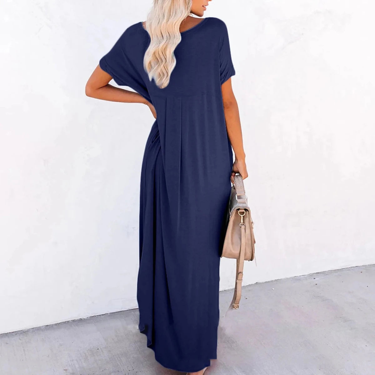 V Neck Loose Side Slit Maxi Dress