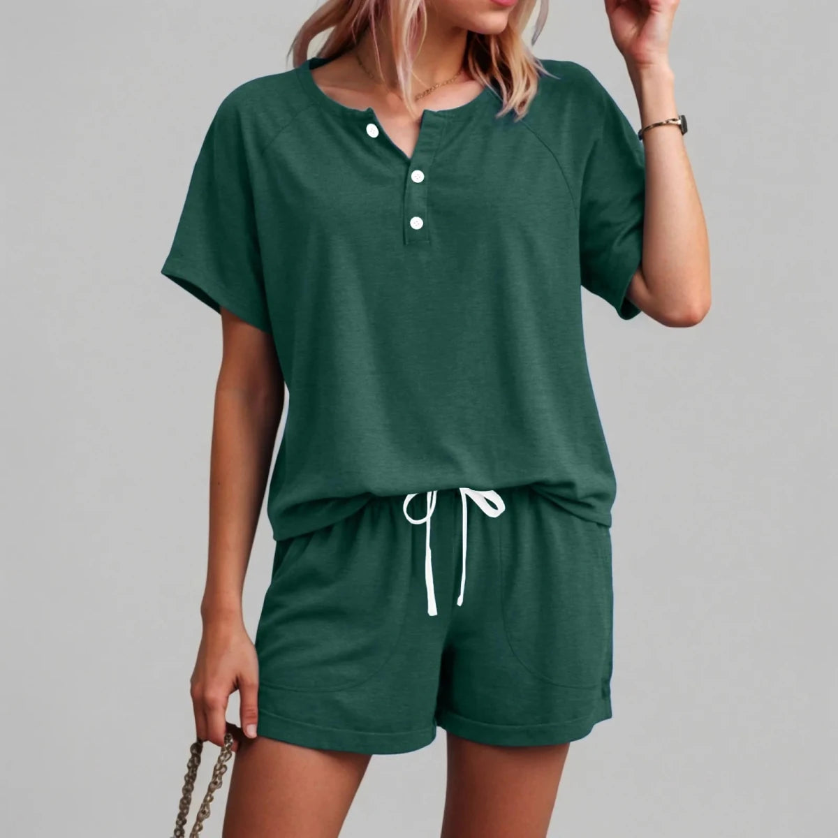 Linen Style Shirt and Shorts Set