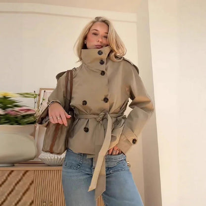Sleek Double Breasted Trench Coat