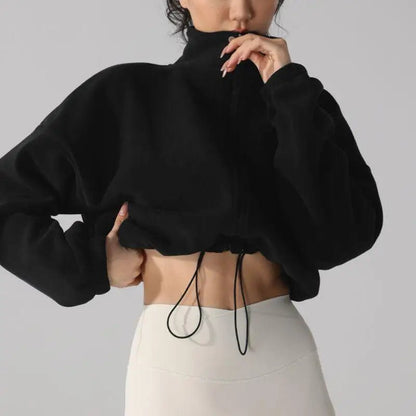 Cozy Fleece Zippered Cropped Jacket