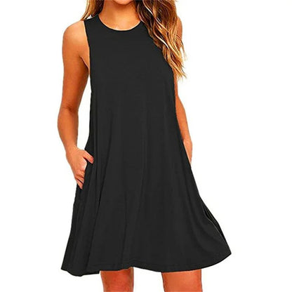 Casual Pleated Cotton Tank Dress