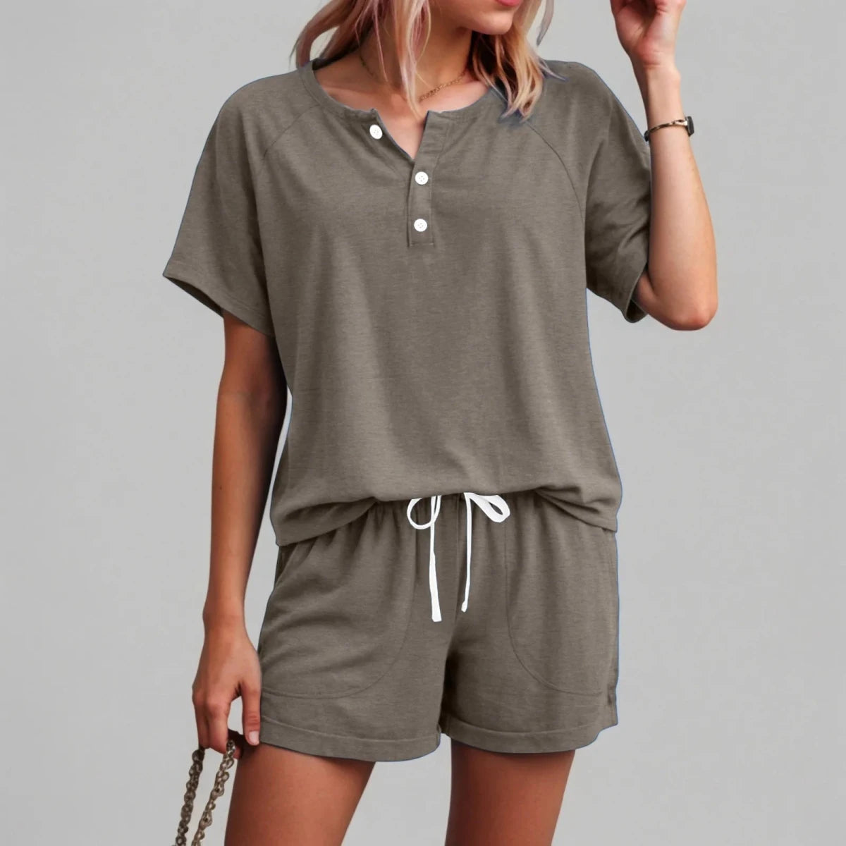 Linen Style Shirt and Shorts Set