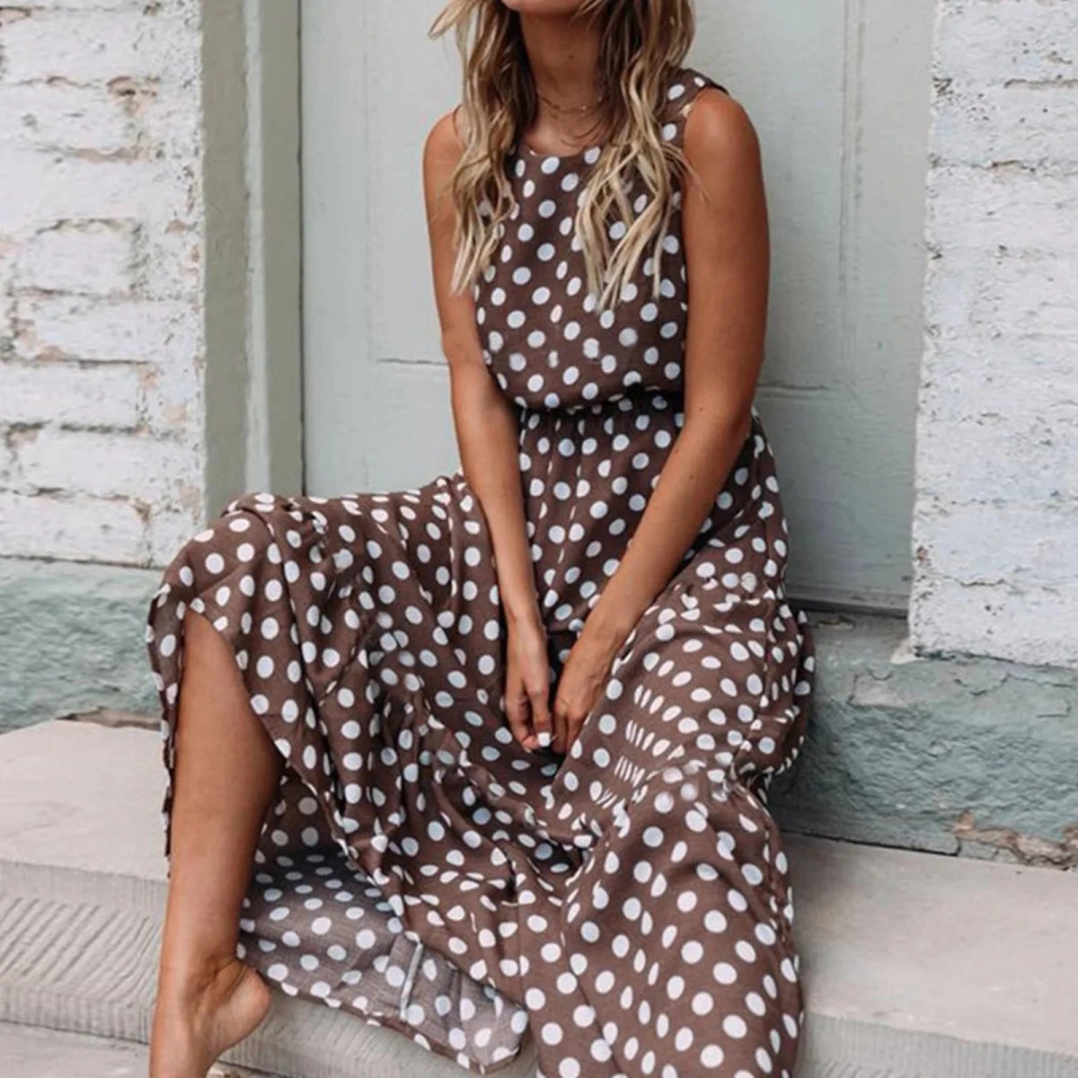 Playful Polka Dot Maxi Dress