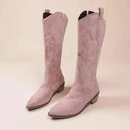Western Embroidered Knee High Cowboy Boots