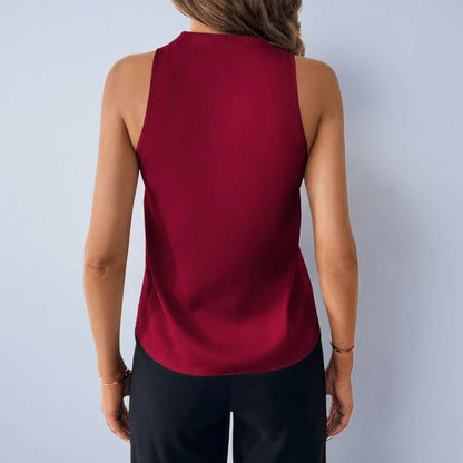 Silky V Neck Sleeveless Blouse