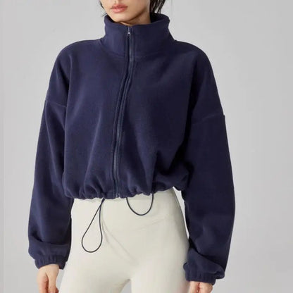 Cozy Fleece Zippered Cropped Jacket