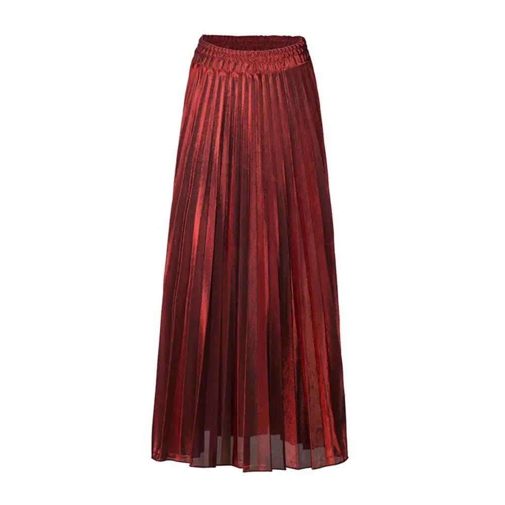High Waist Pleated Golden Maxi Skirt