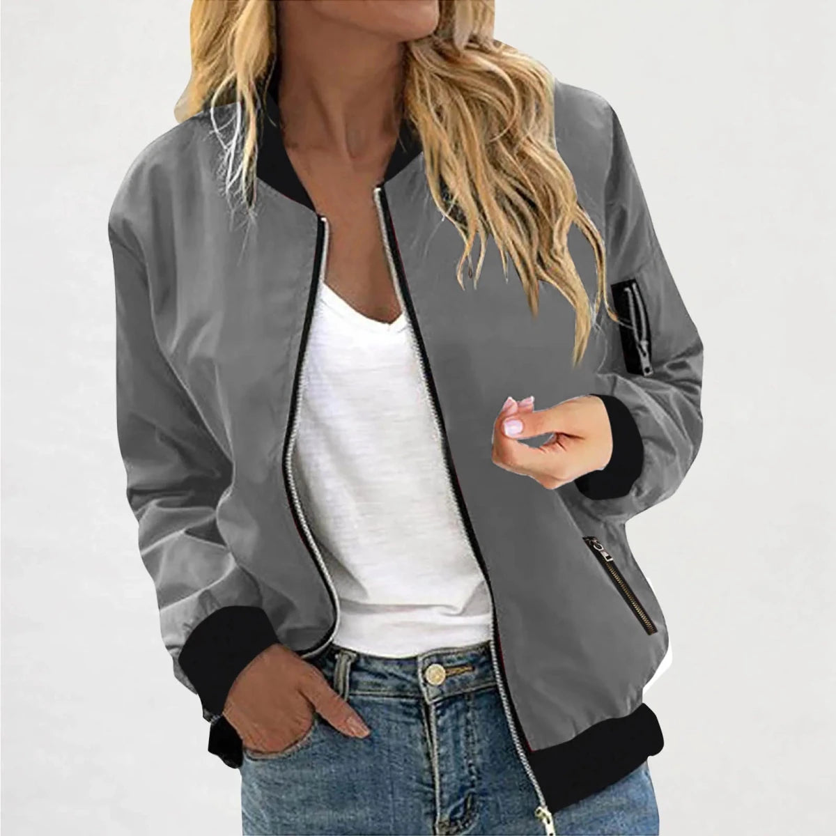 Sporty Lightweight Bomber Jacket