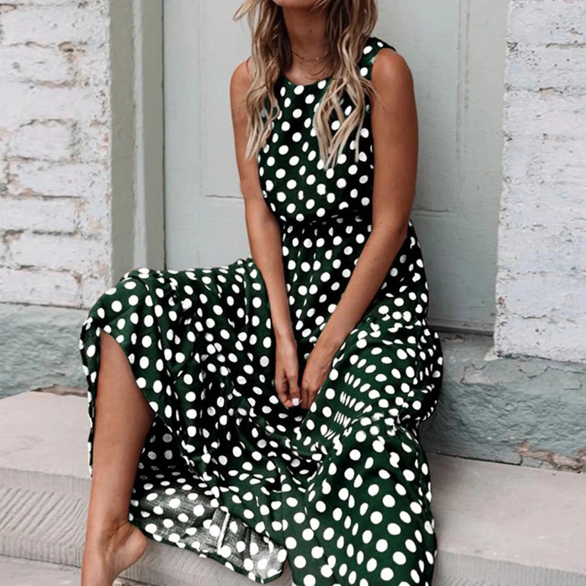 Playful Polka Dot Maxi Dress