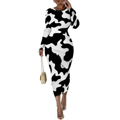 Bold Cow Print Bodycon Dress