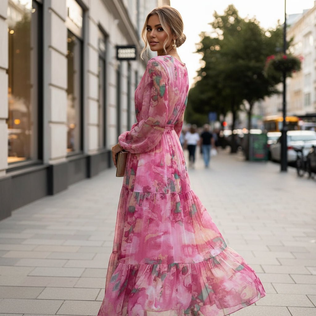 Maxikleid mit Blumenmuster und Wickeldesign