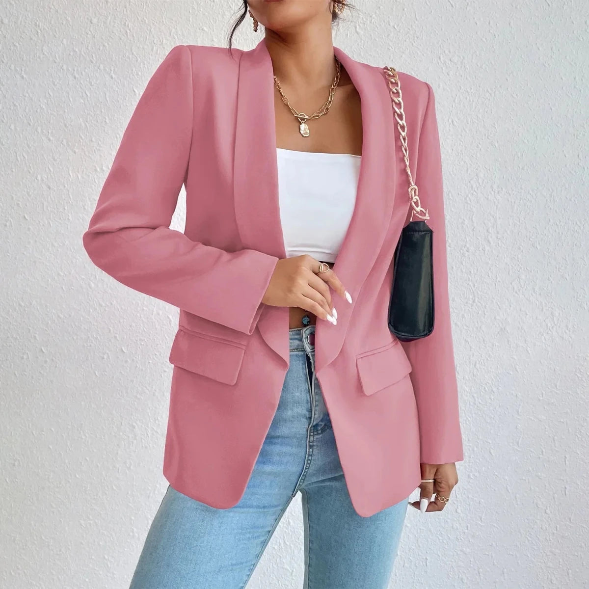 Polished Polyester Blazer