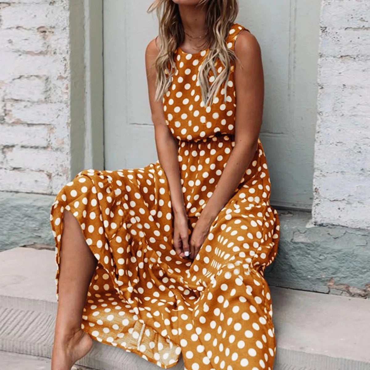Playful Polka Dot Maxi Dress