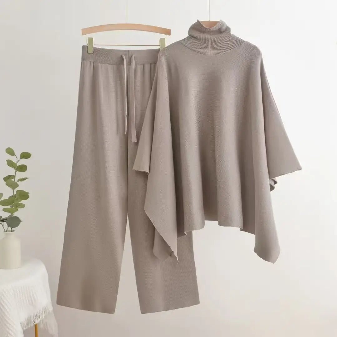 Batwing Sleeve Cardigan And Pants Knit Set