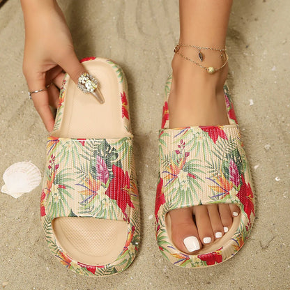 Double Buckle Platform Slippers