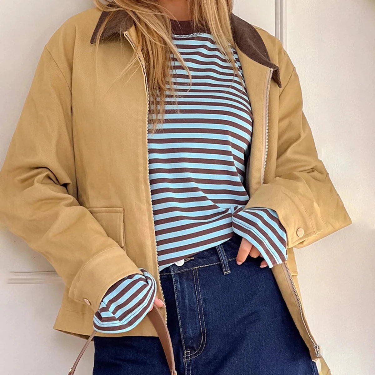 Relaxed Striped Drop Shoulder Top