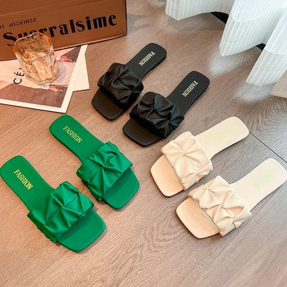 Pleated Summer Flip Flops Sandals