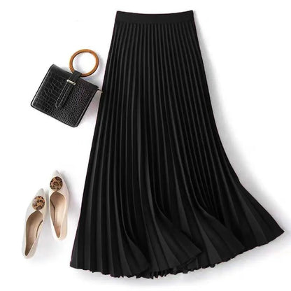 Airy Pleated High Waist Midi Skirt