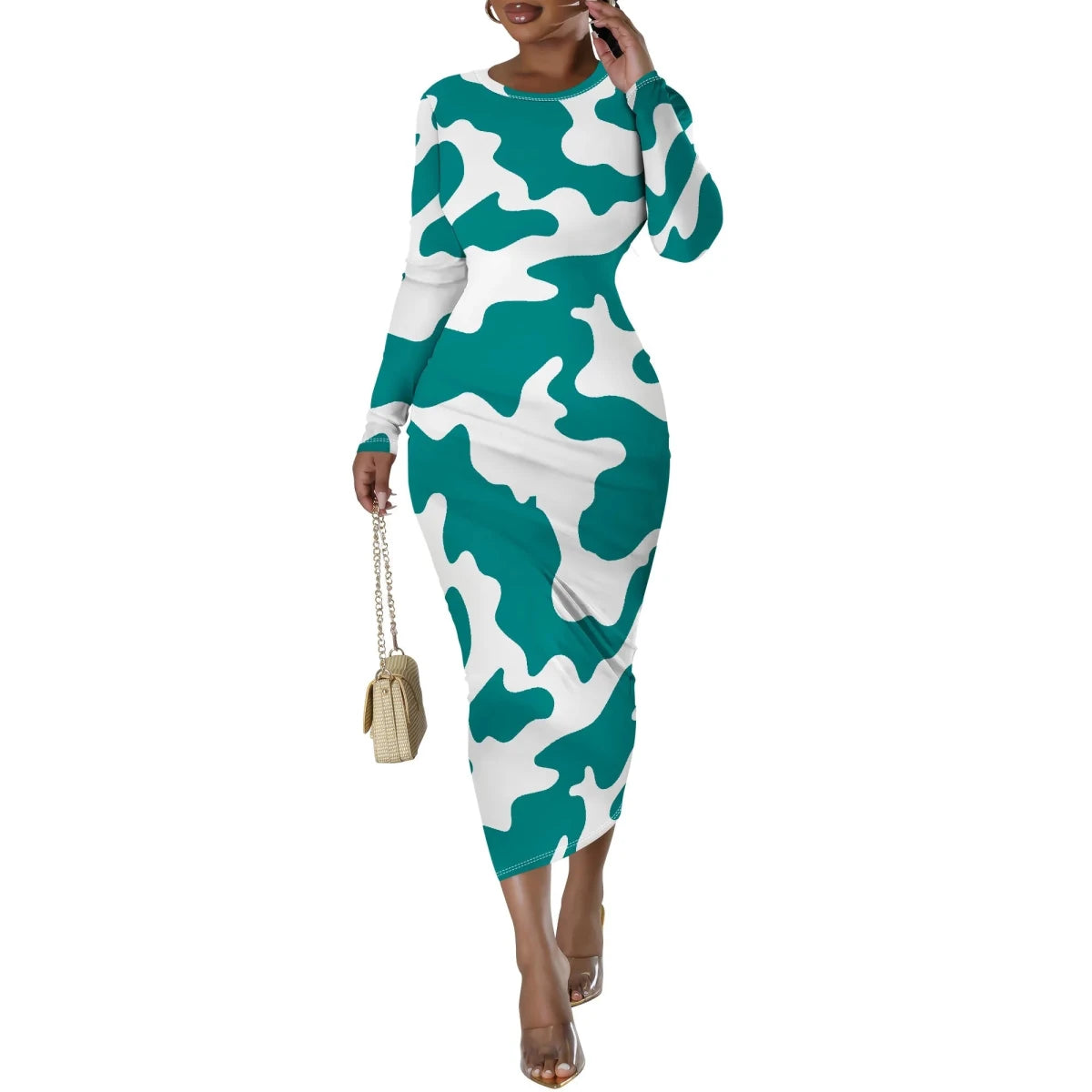 Bold Cow Print Bodycon Dress