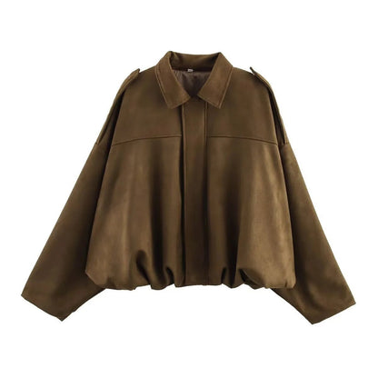 Bat Sleeve Zip Up Pilot Jacket Casual Style