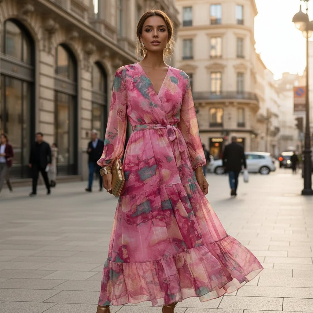 Maxikleid mit Blumenmuster und Wickeldesign