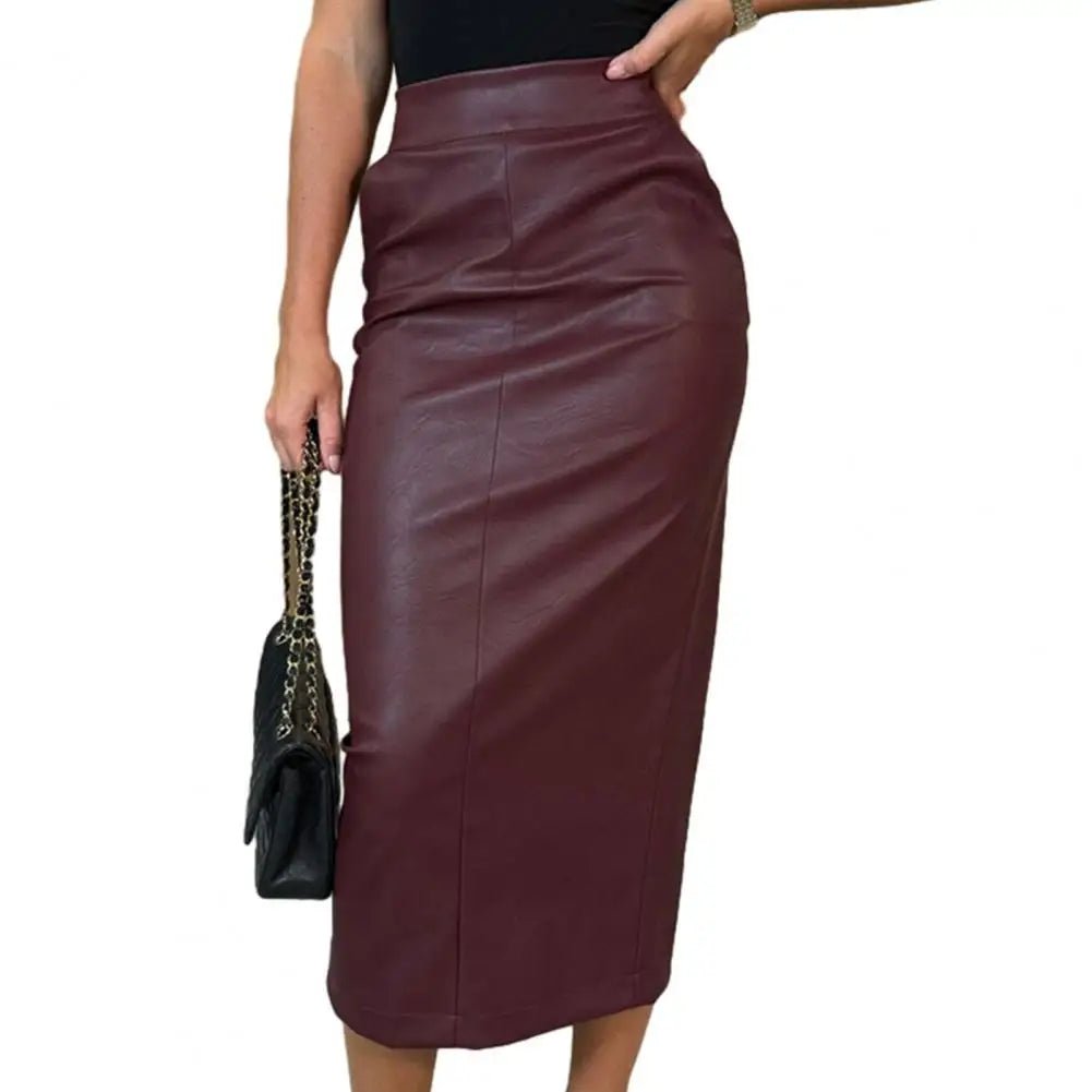 Bold Faux Leather Pencil Skirt