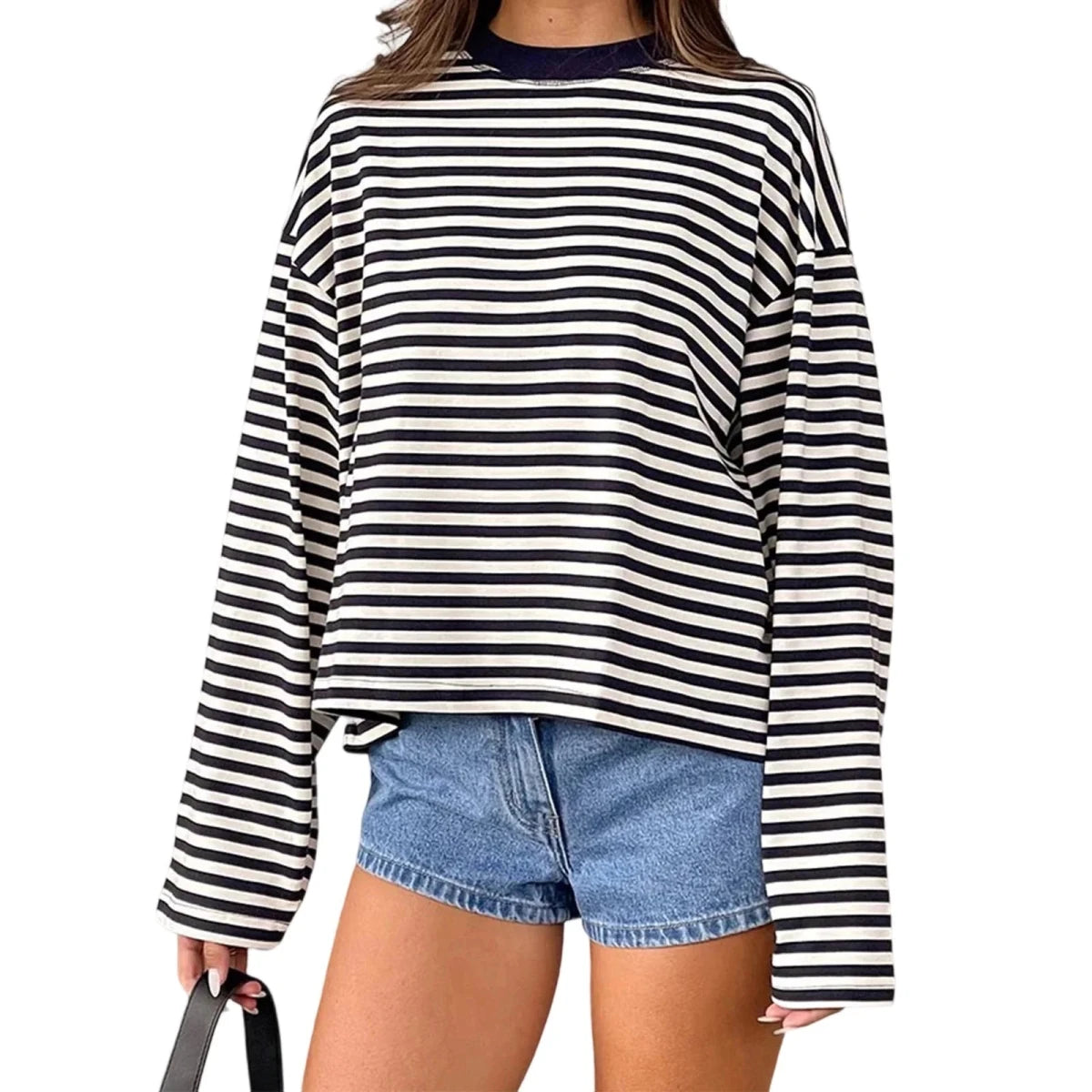 Relaxed Striped Drop Shoulder Top
