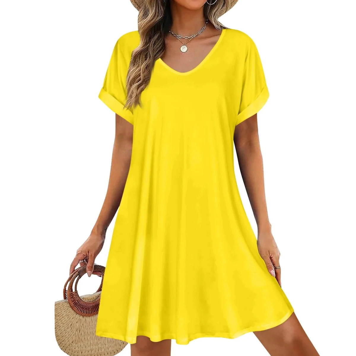 Casual Short Sleeve Swing Beach Dress