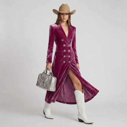 Liv | Women's Winter Velvet Long Blazer Dress