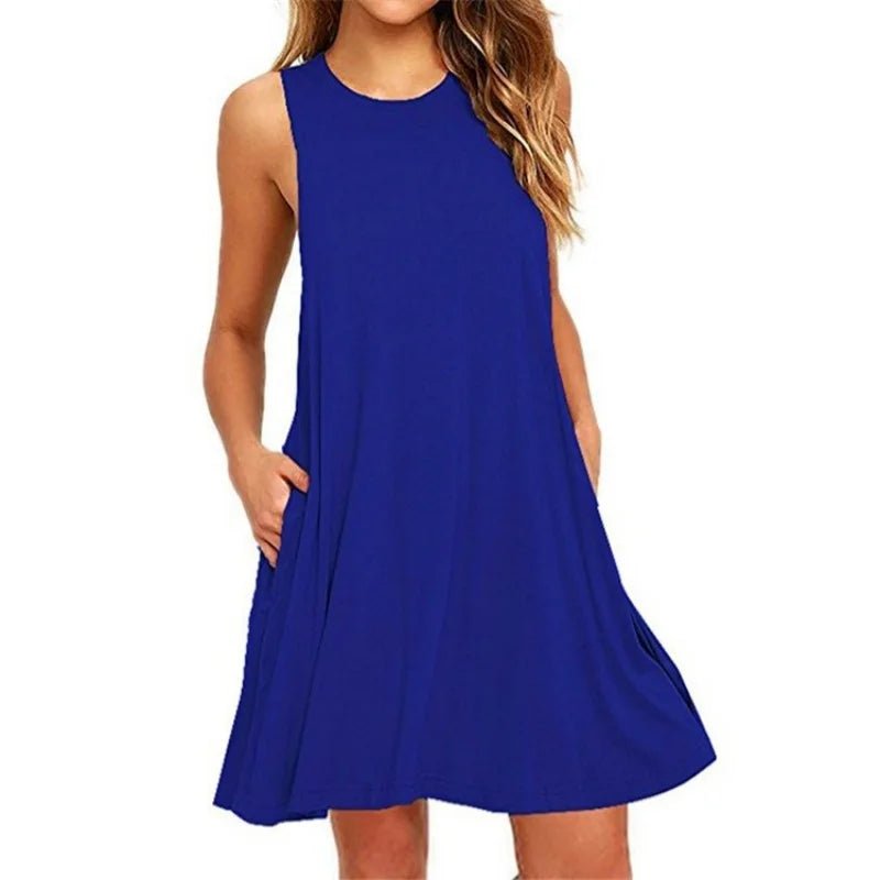 Casual Pleated Cotton Tank Dress