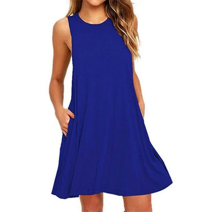Casual Pleated Cotton Tank Dress