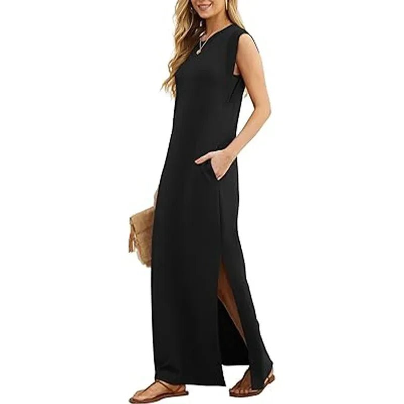 Casual Sleeveless Slit Maxi Dress