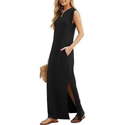 Casual Sleeveless Slit Maxi Dress