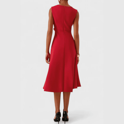 Draped Asymmetric Midi Dress