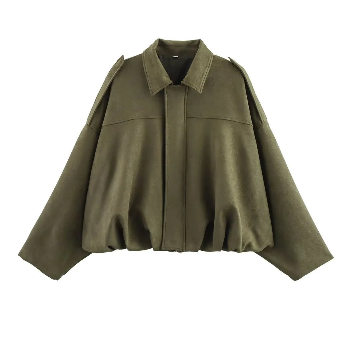 Bat Sleeve Zip Up Pilot Jacket Casual Style