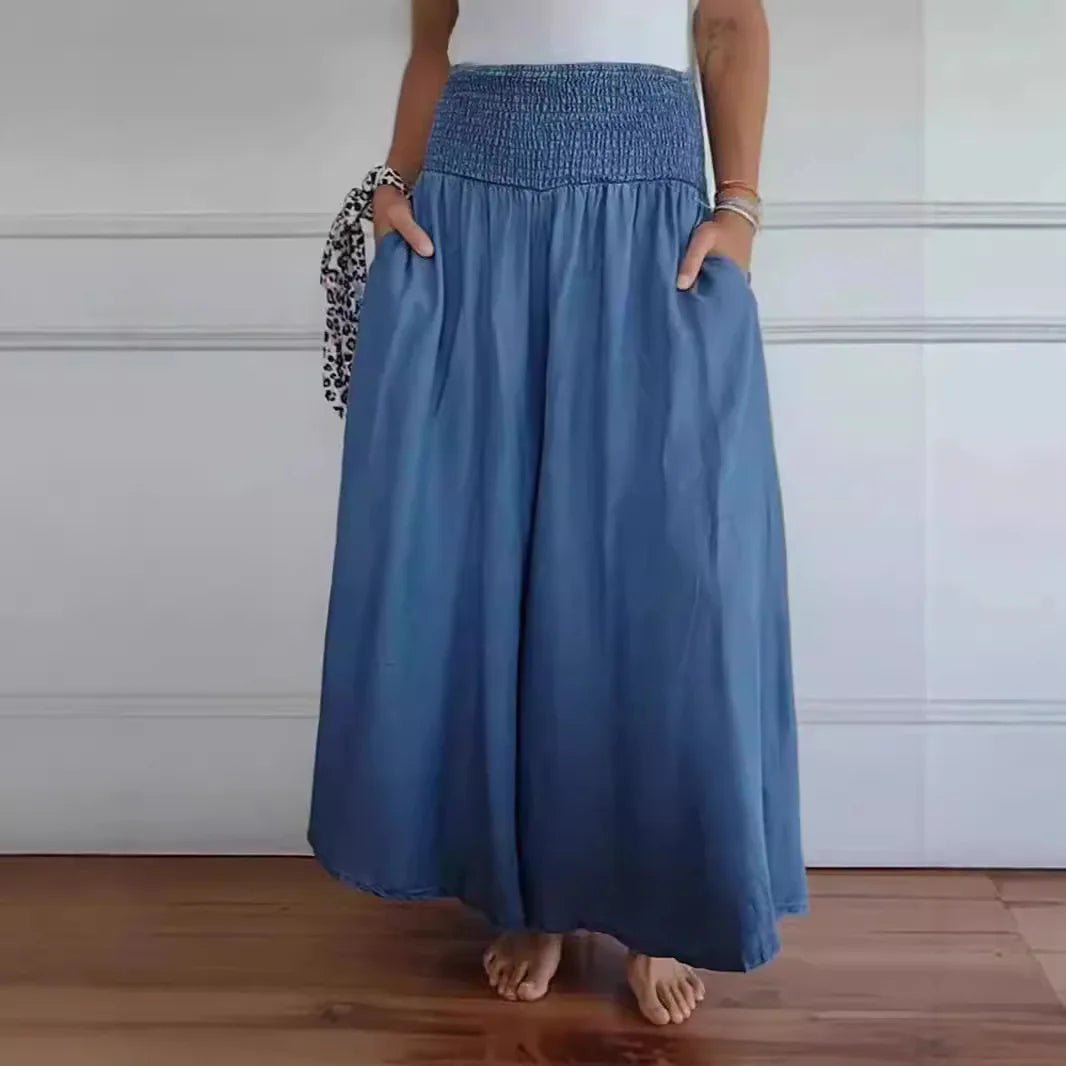 Casual Culotte Skirt Elastic Waist
