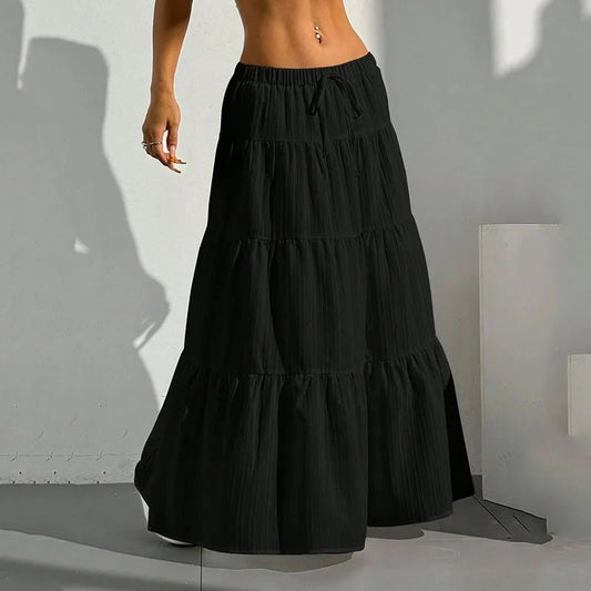 Flowy Maxi Skirt Lace Up
