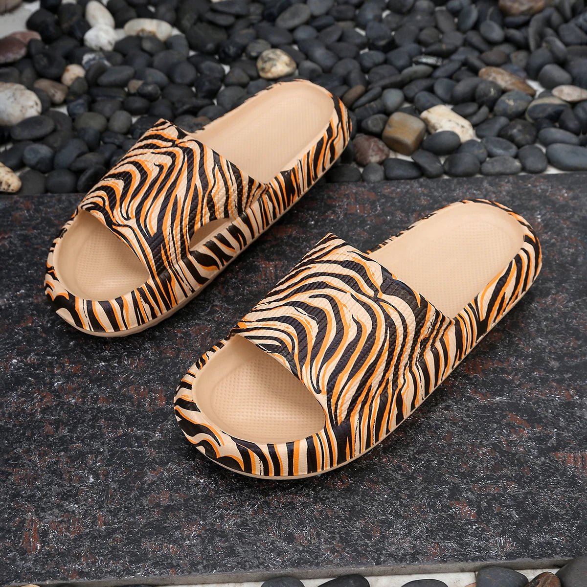 Double Buckle Platform Slippers
