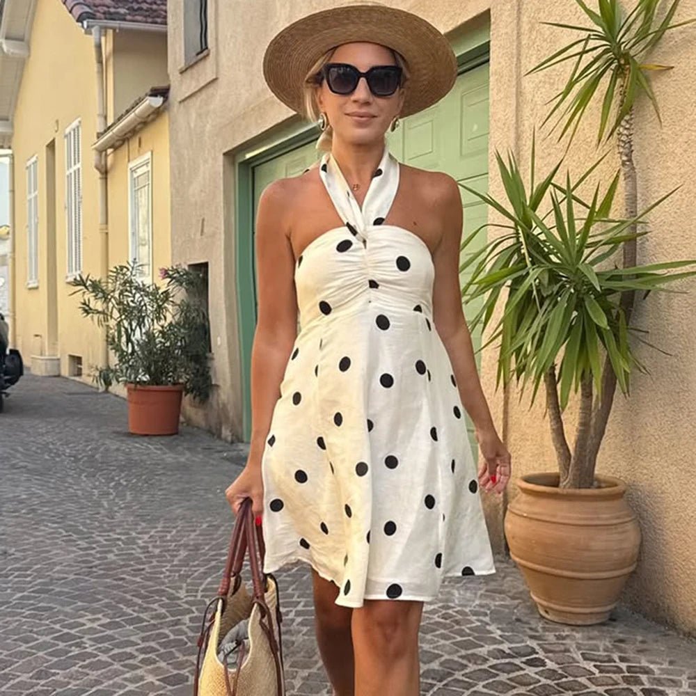 Polka Dot One Shoulder Mini Dress