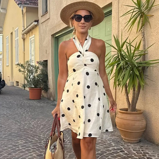 Polka Dot One Shoulder Mini Dress